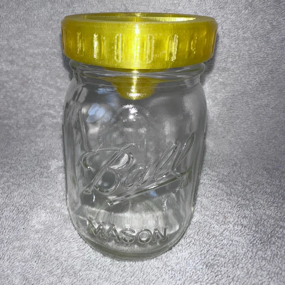 3D Printed Fruit Fly Mason Jar Lid Trap Fluorescent Yellow- Lid ONLY